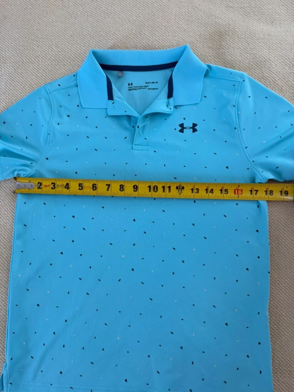 Under Armour Youth Loose HeatGear Polo Shirt Blue Speckled Short Sleeve Size YLG